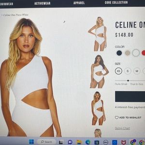 BEACH RIOT Celine One Shoulder Cut Out One Piece White Swimsuit New Size Large